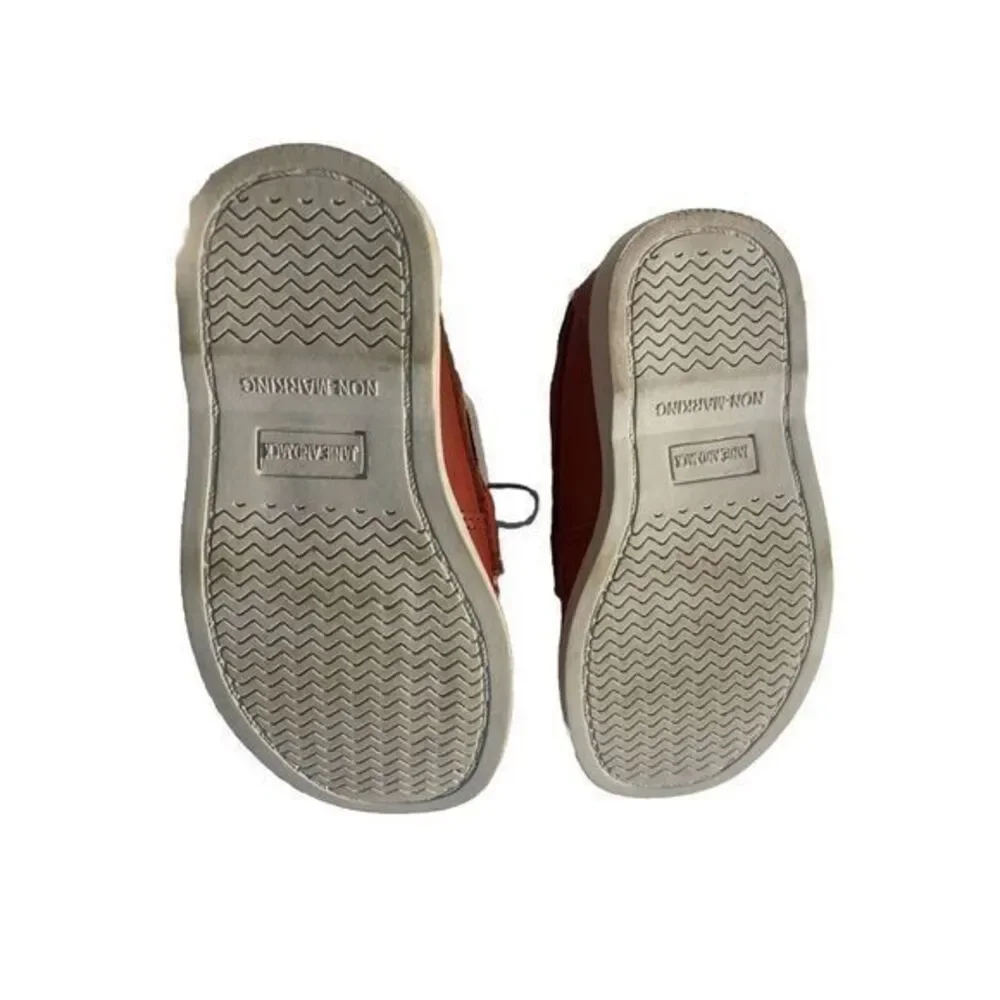 JANIE & JACK BOAT SHOE RED WHITE LEATHER DECK‎ TODDLER BOY 7 PREPPY